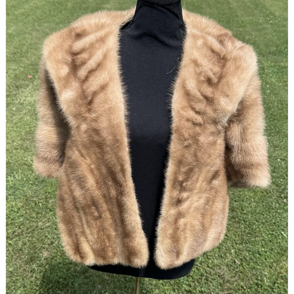 Vintage Shillito's Fur Cape Womens One Size Brown Real Fur Lined Wedding Shawl